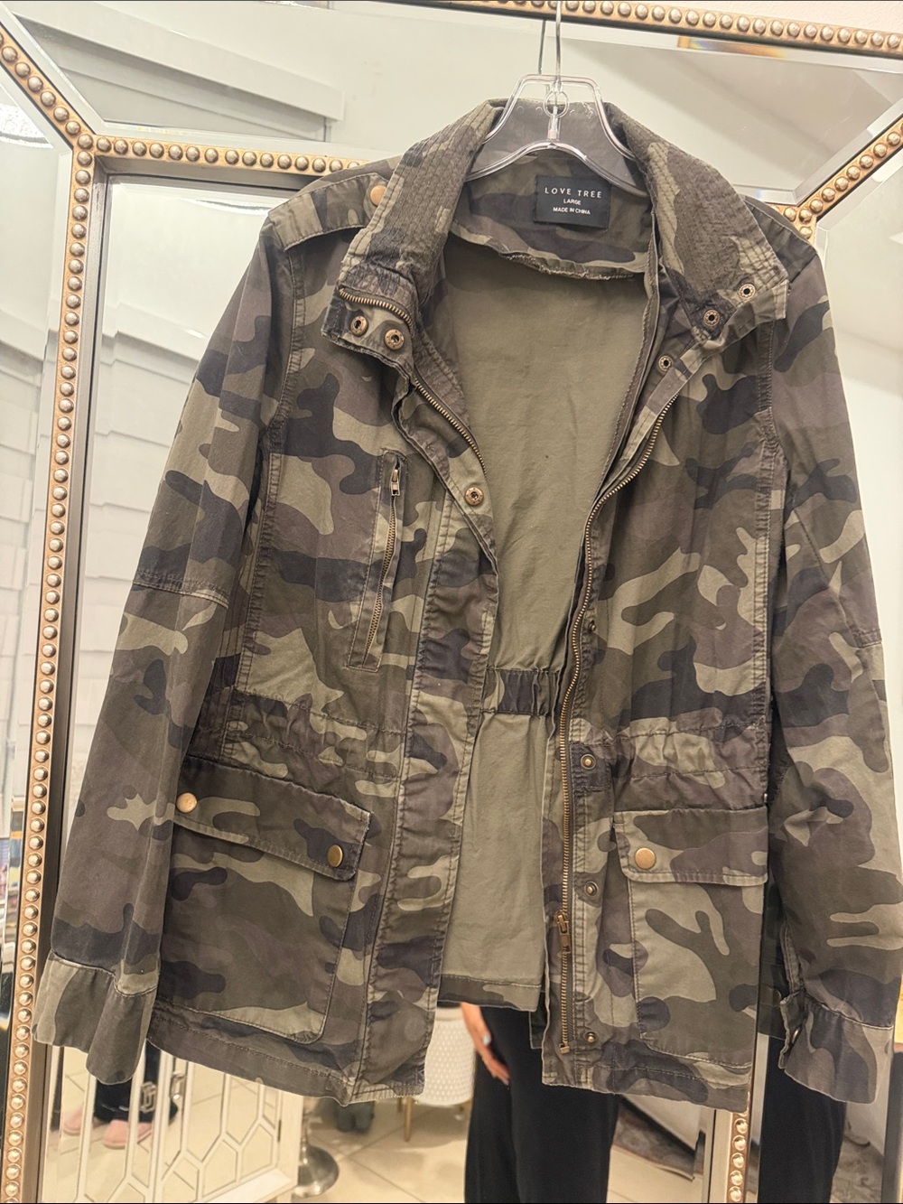 Love Tree Olive Green Camo Field Jacket